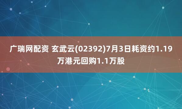 广瑞网配资 玄武云(02392)7月3日耗资约1.19万港元回购1.1万股